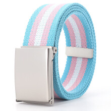(Black-110cm) Younger Girls Metel Buckle Canvas Belts Breathable Unisex Leisure Sport Jeans Accessories Colorful folk-custom Belt
