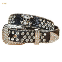 Female Rhinestone PU Leather Belt Studded Waist Belt Wide Belt Belt Cosplay Accessories DXAA