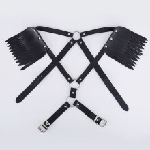 PU Leather Body Chest Harness Belt with Shoulder Tassel Exotic Tops Club Show Performance Costume Accessories