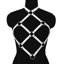 Gothic Mesh Plaid Straps Crop Tops Leather Body Harness Hollow Out Underwear Sexy Chest Bondage Suspender Exotic Lingerie Corset