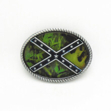 European and American western denim green pattern belt buckle zinc alloy belt accessories unisex