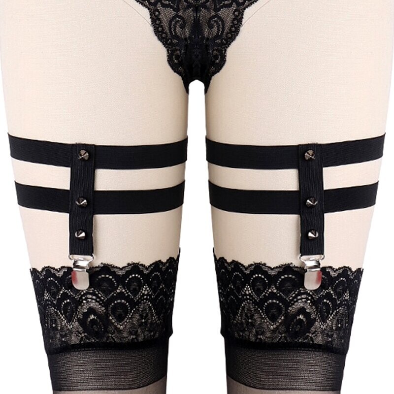 1 PC Adjustable Leather Thigh Garter, Heart Shaped Leg Garter With Clips Punk Goth Garters For Thigh, Fashion Bikini Club Rave Party Leather Body Accessories Jewelry For Women And Girls main image 1