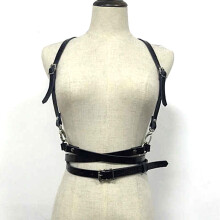 Unisex Punk Harajuku O-Ring Garters Faux Leather Body Bondage Cage Sculpting Harness Waist Belt Straps Suspenders Belt