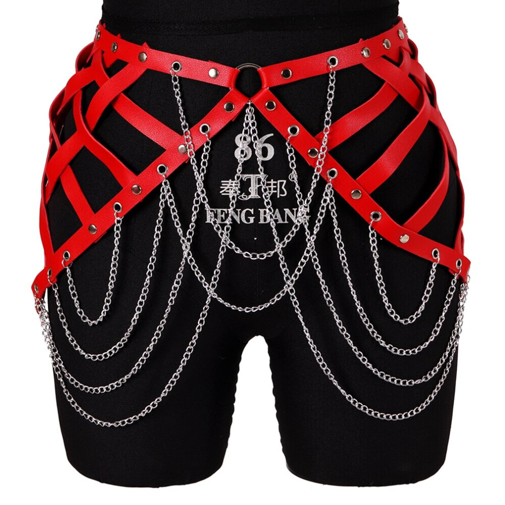 Multicoloured Punk Suspender Strap Belts Harajuku Women Adjust Pu Leather Garter Belt Elasticity Body Harness Sexy Tight Leg Harness Bondage