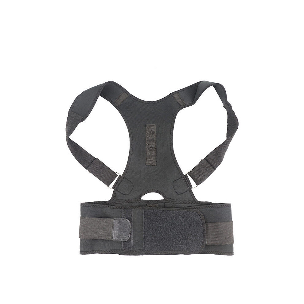 Black (-M) Back Posture Corrector Magnetic Therapy Clavicle Back Straightener Shoulder Support Brace Lumbar Belt Correction Adjustable