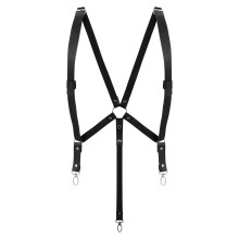 Leather Suspenders for Men Y Back Adjustable PU Leather Suspender Pant Strap Y Back Metal Hook and Buckle Strap Belts Unisex