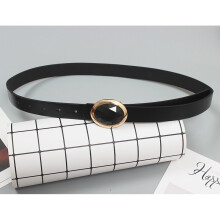 [EAM] Pu Leather Rivet Long Buckle Wide Belt Personality Women Tide All-match Spring Autumn 1DF1775