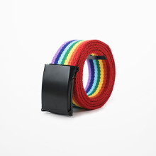 Adjustable Metal Buckle Rainbow Canvas Waist Belts Streetwear Men Women Harajuku Hip Hop Casual Street Waistband