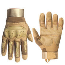 (Khaki White-L) Tactical Gloves Army Military Paintball Shooting Airsoft Combat Gloves Touch Screen Protective Motorcycle Full Finger Gloves