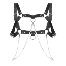 Punk Leather Harness Shoulder Slim Belts For Men Sexy Chest Bondage Muscle O-ring Buckles Rivet Decor Gothic Suspenders Clubwear