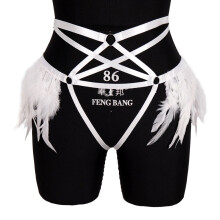 Feather Stocking Belt Sexy Lingerie Body Suspender Garter Cosplay Harness Woman Bondage Gothic Harness Leg Tight Garters Belt