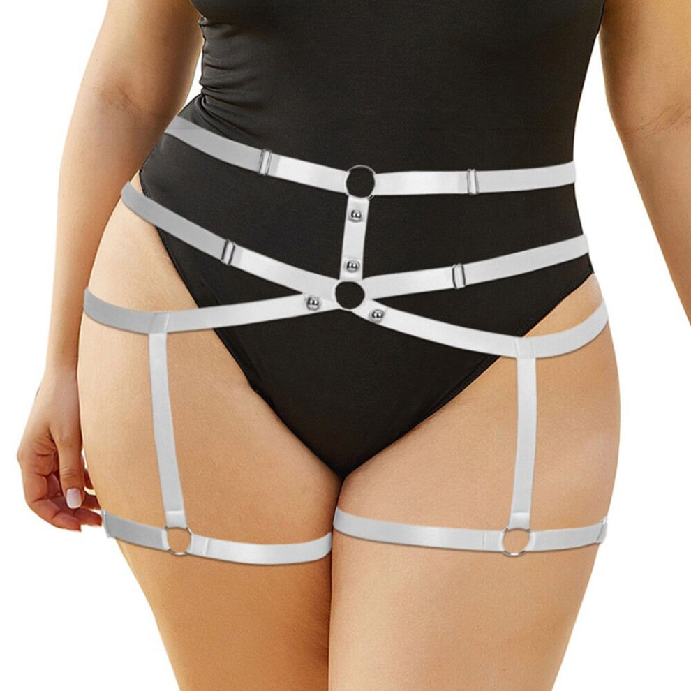 White Sexy Elastic Lingerie Fat Female Leg Garter Belt Cage Hollow Harness Thigh Bondage Suspender Underwear Intimates Accessories