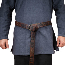 Medieval Embossed PU Leather O Ring Belt, Retro Style Renaissance Knight Belt