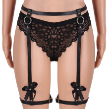 Hiphop Rock Sexy Women Binding The Leg BowKnot Garter Belt Leather Erotic Lingerie Punk Body Bondage Suspenders BDSM Sword Belt