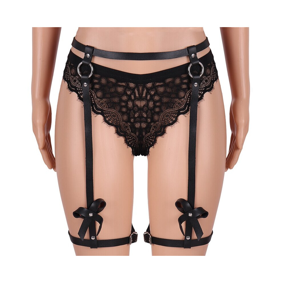Multicoloured Hiphop Rock Sexy Women Binding The Leg Bowknot Garter Belt Leather Erotic Lingerie Punk Body Bondage Suspenders Bdsm Sword Belt