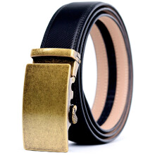 (black Gold-110cm) Men'?s Leather Belt High Automatic Buckle Men's Ratchet Belt Formal Waist Strap Male 110-130cm