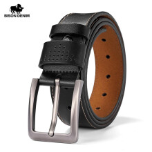 Classic Leather Men Belt Alloy Pin Buckle Cow Leather Strap Belt for Men with Hole Punch W71586