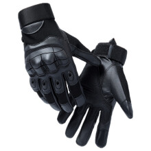 (Black White-L) PU Leather Touch Screen Tactical Gloves Army Military Airsoft Sports Cycling Paintball Riding Combat Motorcycle Gloves