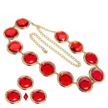 Cosplay Red Gems Diamond Chain Belt Versatile Women Leather Belts Thin Skinny Buckle Waistband Belt Dress Accessories
