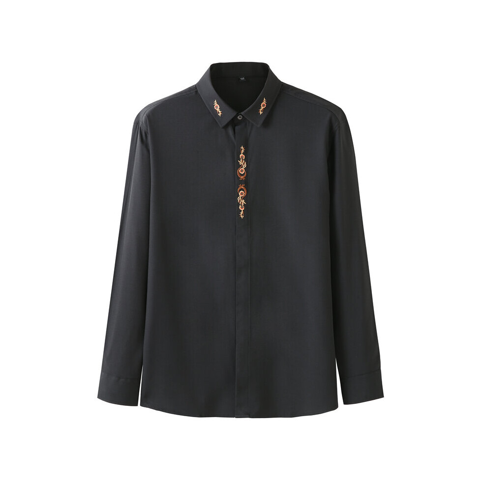 Spring Summer Men's Loose Stretch Long Sleeve Shirt Classic Embroidered Casual Banquet Wedding Plus Size Shirt-image-OPC-PBQWQVY-NEW