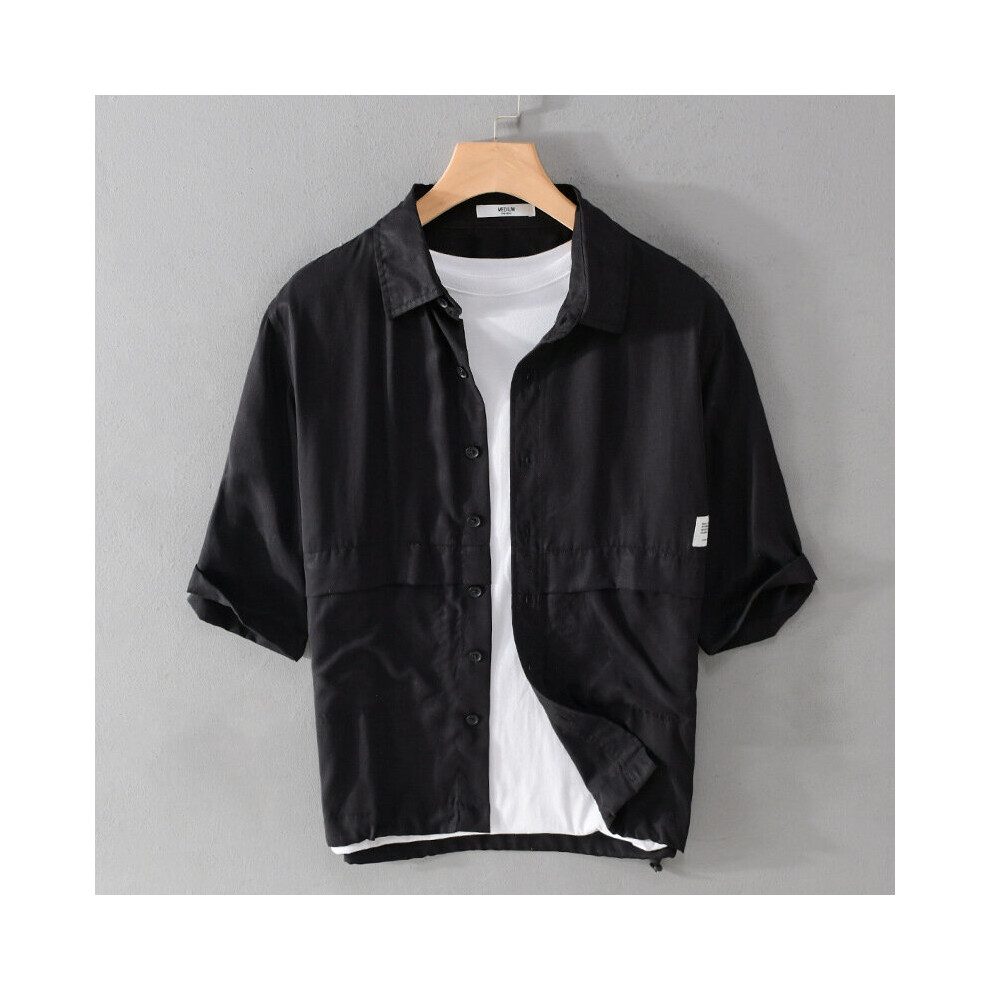 Men's Summer Loose Shirts Comfortable Handsome Youth Men Shirt Solid Casual Shirt Tops Men Single Breasted-image-OPC-PBQWRB8-NEW