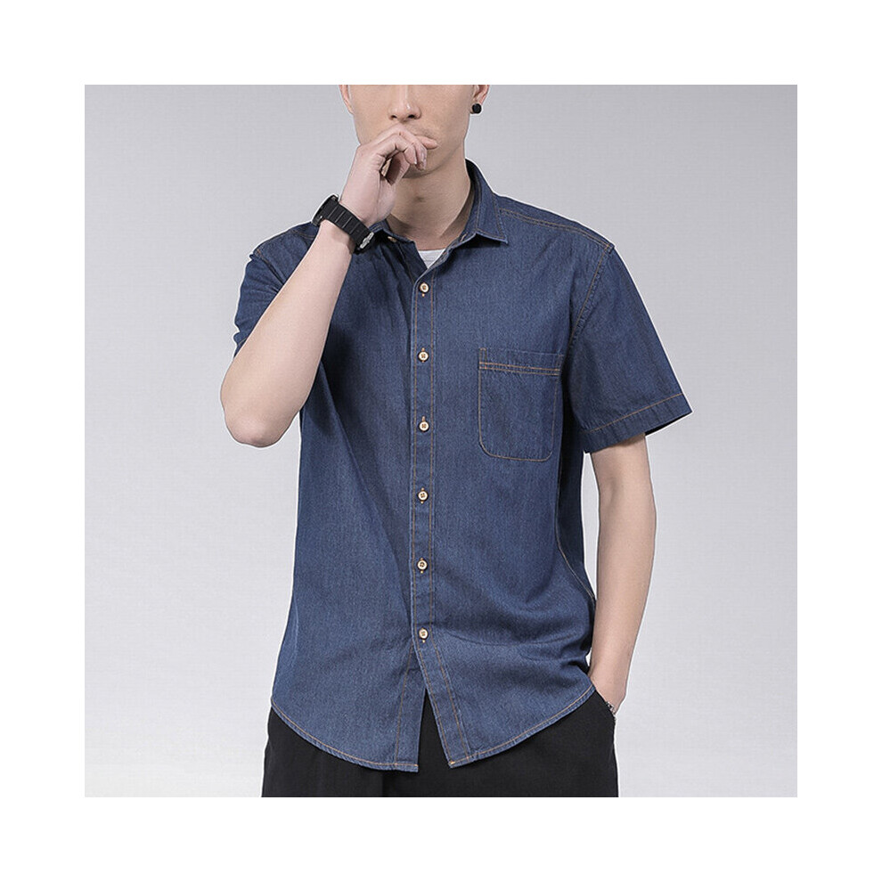 Men's Short-Sleeved Shirts Summer Denim Shirts Men's Shirts Casual Cotton Short-Sleeved 18-45Y-image-OPC-PBQWSDN-NEW