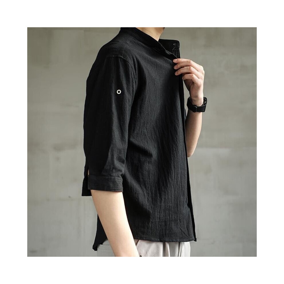 Aransue Chinese Men Clothing Half Sleeve Shirt Casual Top Cotton Linen Cardigan Camisa De Hombre-image-OPC-PBQWSQM-NEW