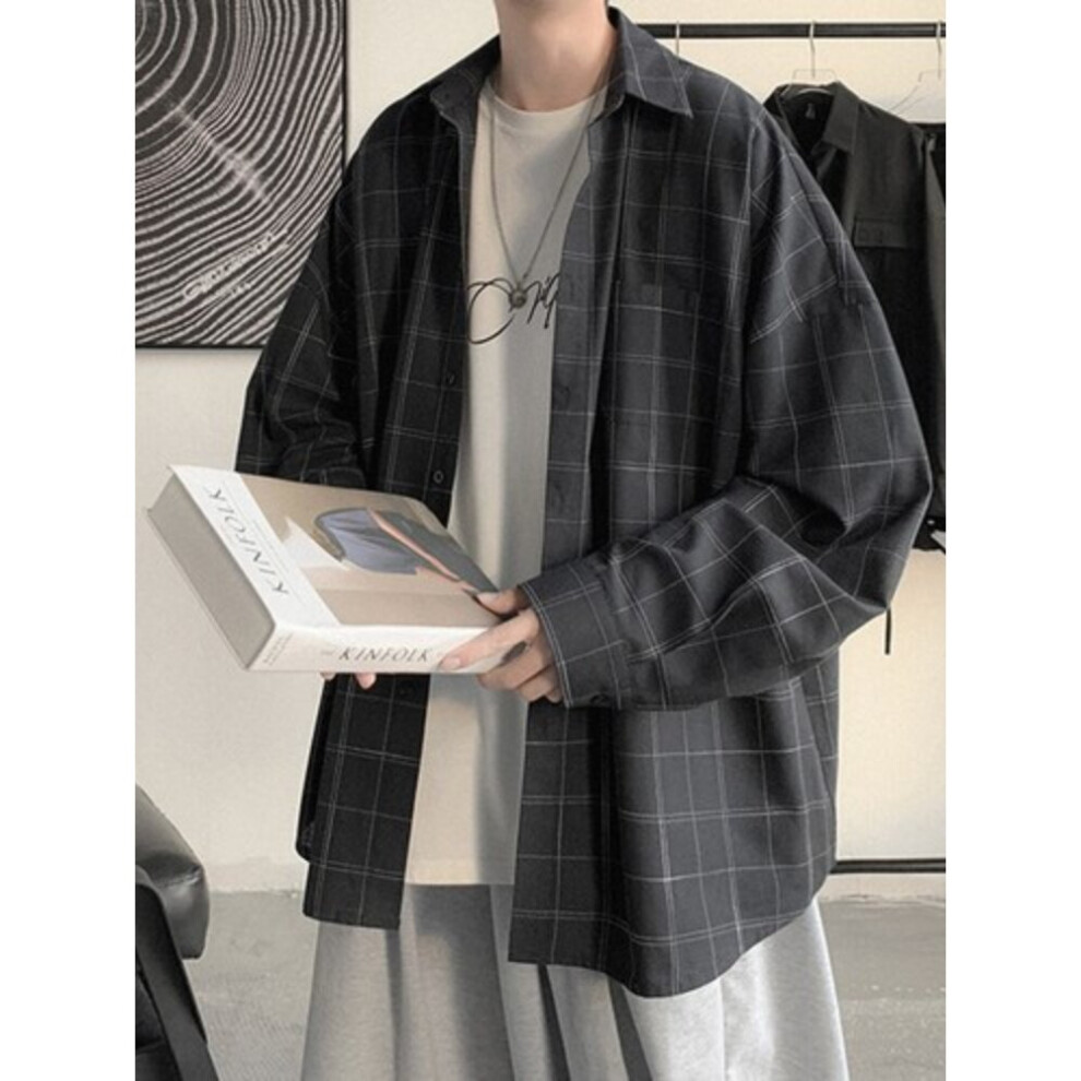 Oversize Plaid Long Sleeve Shirts Men Preppy All-match Causal Retro Outerwear Male Classic Basic Daily Camisa-image-OPC-PBQWRHM-NEW