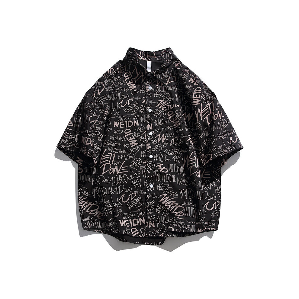 Men Hawaiian Shirt Summer High Short Lapel Sleeve Big Size Hawaii Men Personalized Letter Printing Men Casual Shirt-image-OPC-PBQWRDX-NEW