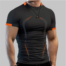 Men's Breathable Sports Top Shirt Tight Fitting Short Sleeved Shirt Blouse Quick Drying Fitness Top Shirt
