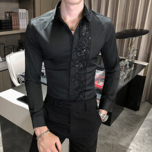 Sexy Lace Patchwork Men's Shirt Long Sleeve Slim Fit Streetwear Casual Shirts Nightclub Singer Social Party Blouse Chemise Homme