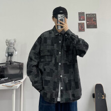 spring and autumn contrast pocket cowboy shirt coat couple loose work clothes long sleeve shirt fear of god imported-china