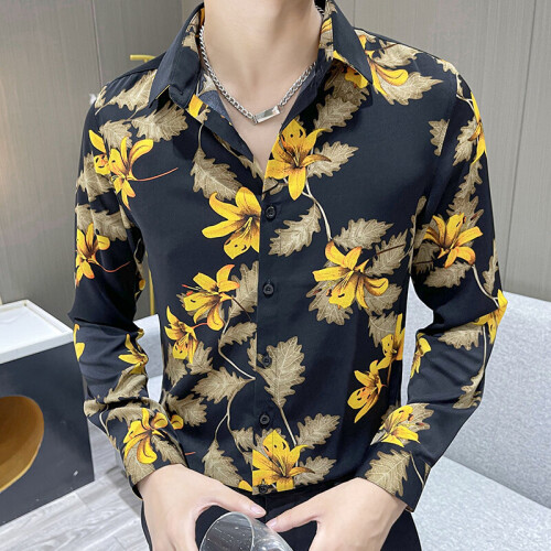 Slim floral dress fashion shirt