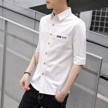 High Short Sleeve Shirts Men's Summer Youth Slim Cotton Mid Sleeve Shirts Men's Top Clothes