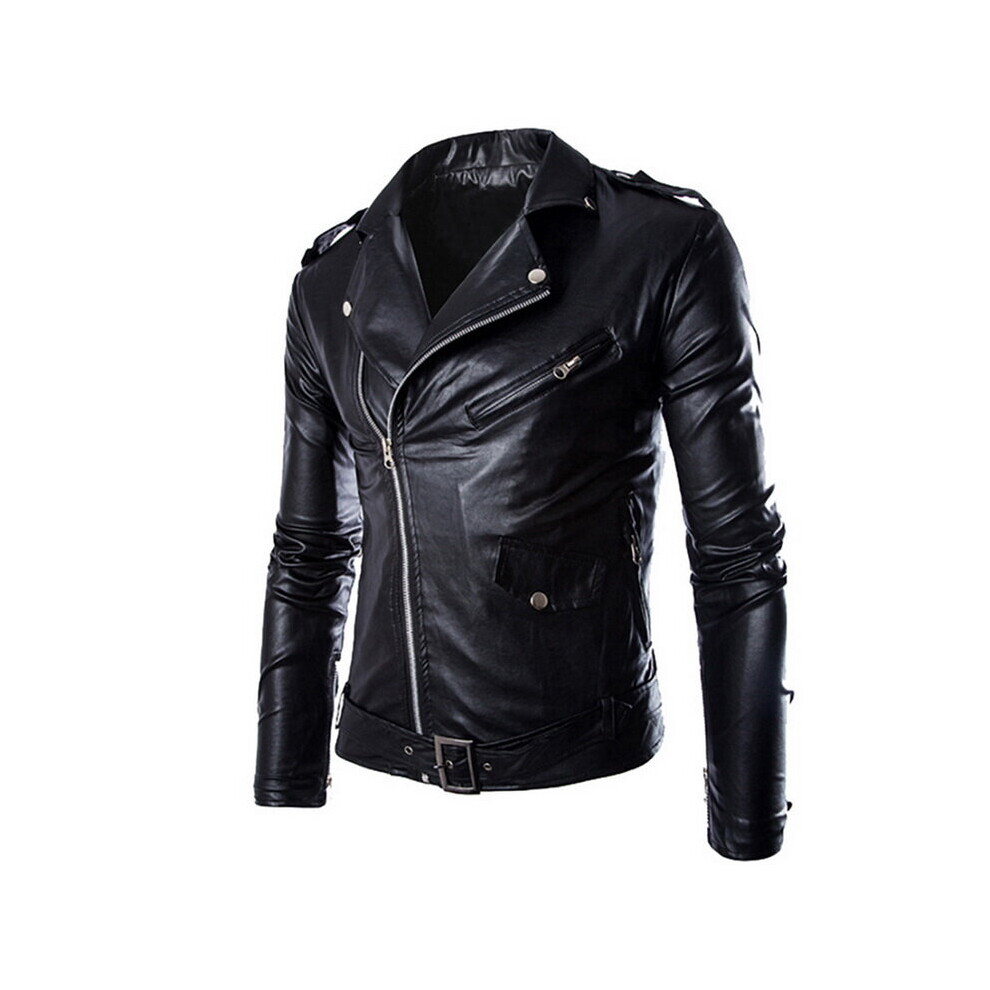 Spring Autumn Motorcycle Jackets Pu Leather Jackets Men Slash Zipper Lapel Biker Rider Faux Leather Coat Multicoloured 885657075669