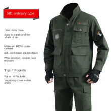 Cotton work suit men's spring and autumn thickened single piece/suit labor suit wear-resisting auto repair welder's uniform