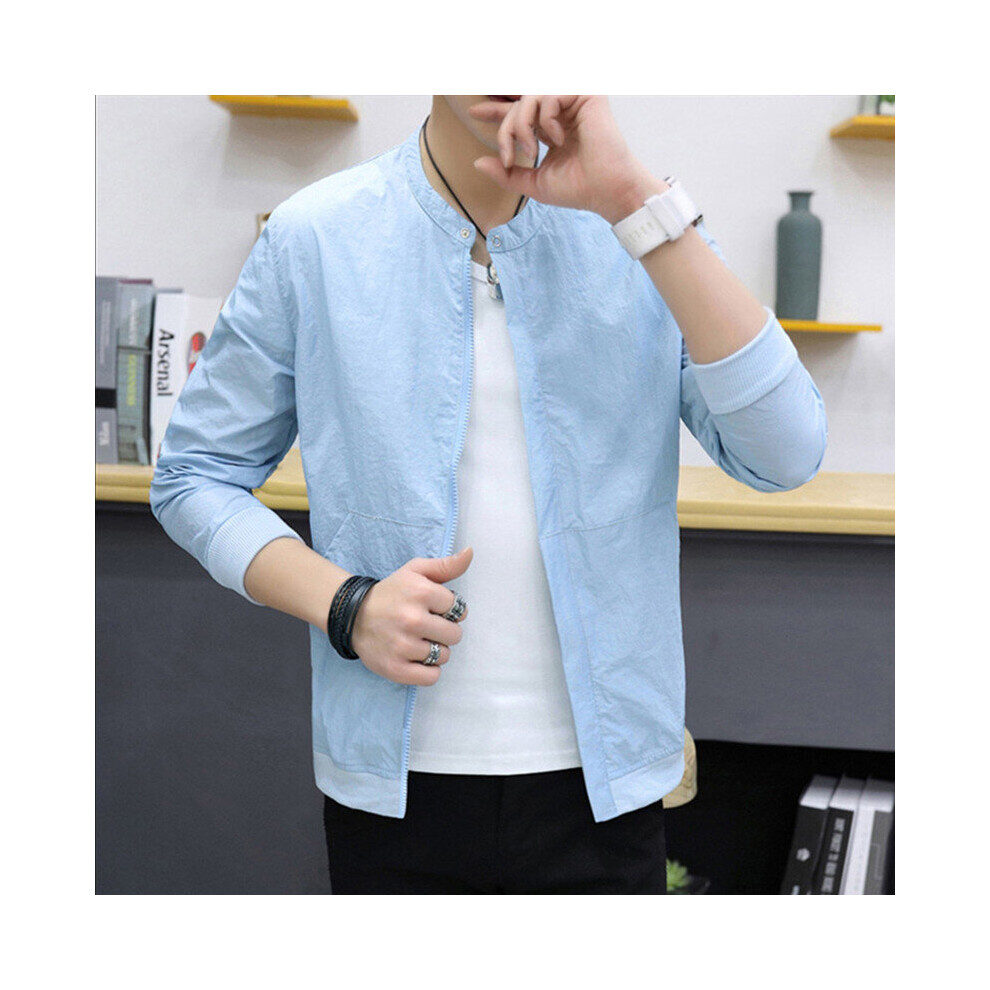 Summer Nylon Men's Coat Stand Collar Long Sleeve Cardigan Zipper Pockets Loose Solid Thin Couples Casual Coat-image-OPC-PBQX6QX-NEW