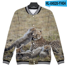Baseball uniform Men's and women's clothing leopard Couple jacket 3D digital printing Hip hop street