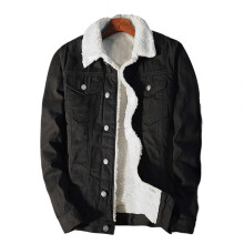 Men Jean Coat Long Sleeve Coldproof Warm Lapel Pockets Jean Outerwear