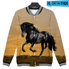 Baseball uniform Men's and women's clothing horse Couple jacket 3D digital printing Hip hop street