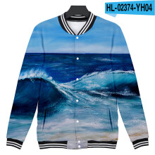 Baseball uniform Men's and women's clothing painting Couple jacket 3D digital printing Hip hop street