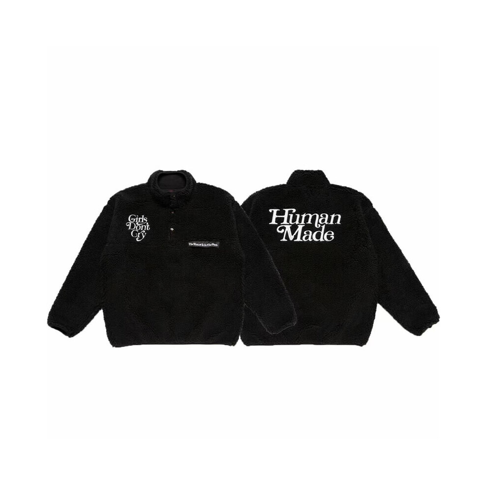 Cashmere HUMAN Jacket Men Women Girls Don?t Cry Embroidered Lamb Fleece HUMAN Jackets Coats-image-OPC-PBQX9H2-NEW