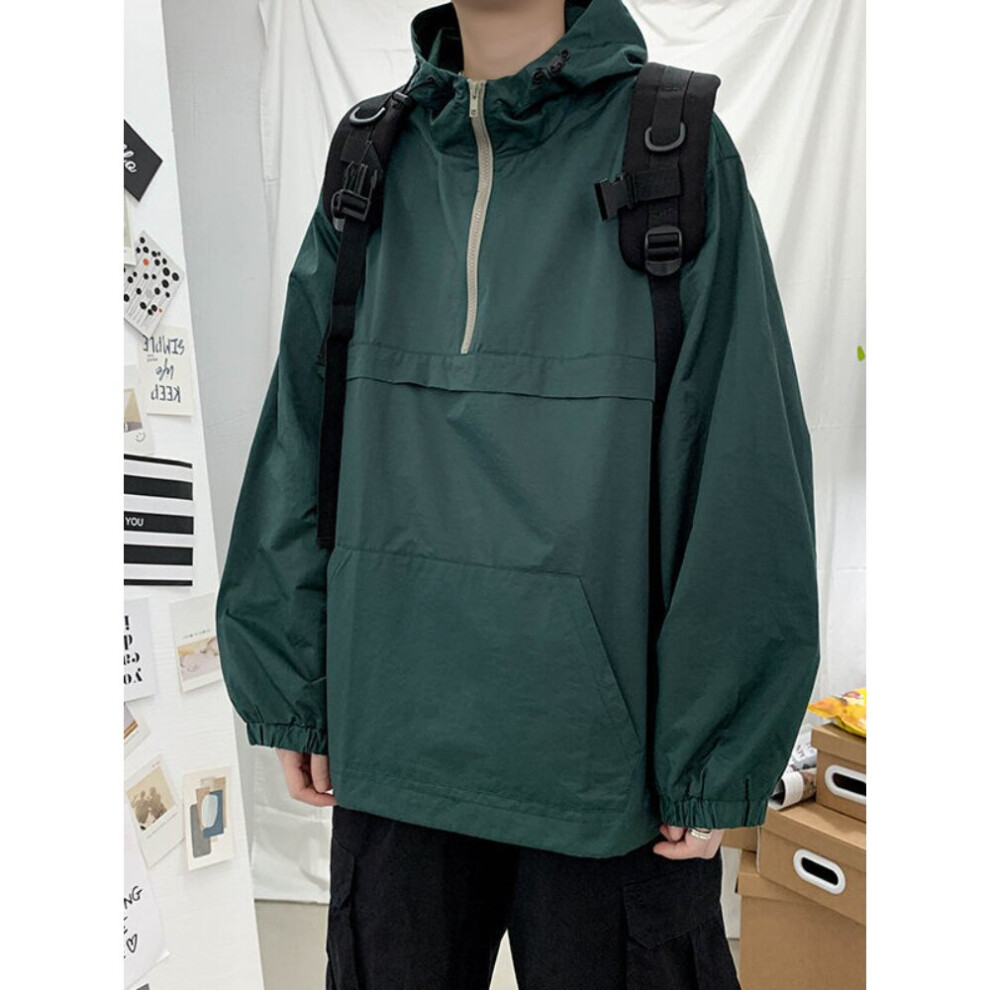 Lightweight Half Zipper Jacket Men Tooling Functional Hooded Sweatshirt Hong Kong Handsome Sports Jacket-image-OPC-PBQX77C-NEW