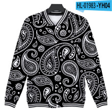 Baseball uniform Men's and women's clothing Cashew flowers Couple jacket 3D digital printing Hip hop street