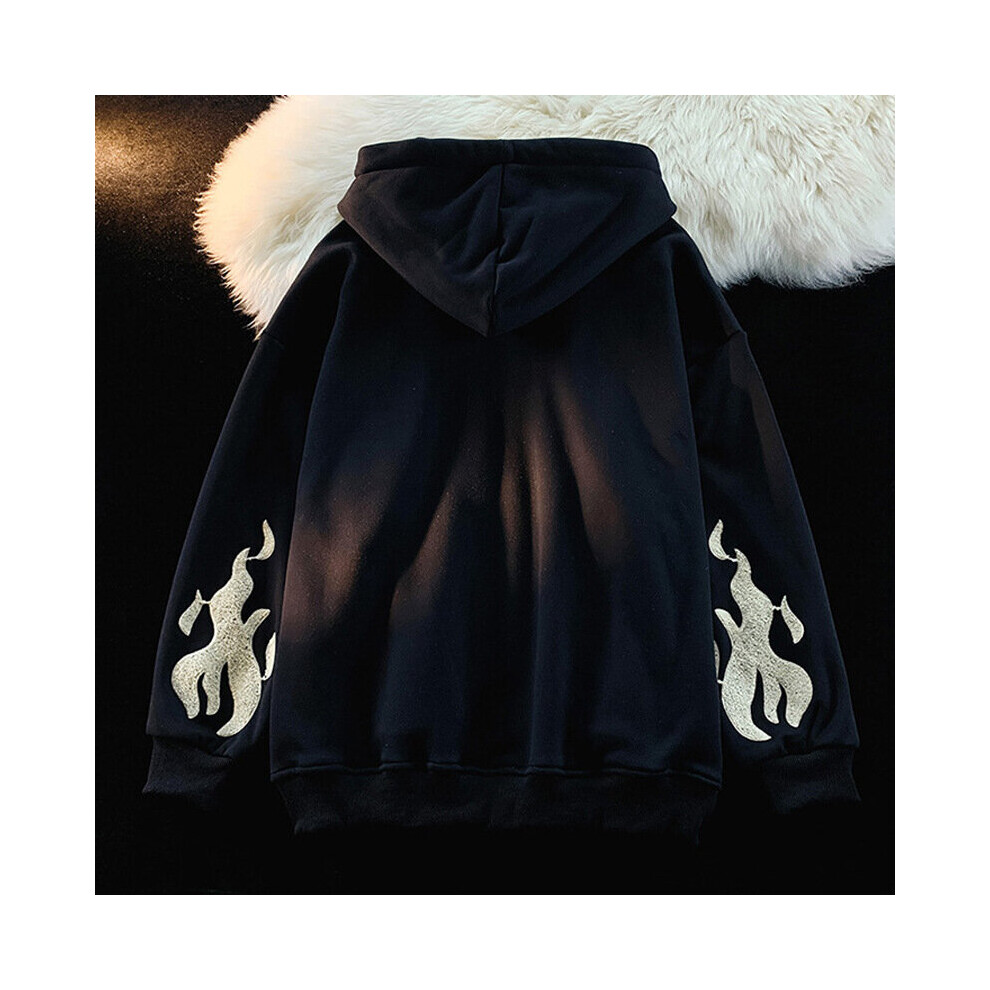 Y2K Oversized Hoodies Retro Hip Hop Jacket Gothic Embroidery Zip Up  Sweatshirt