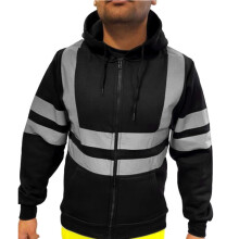 Men's Jacket Road Work High Visibility Reflective Pullover Long Sleeve Hooded Sweatshirt Casual Windbreaker Jackets Coat