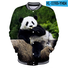 Baseball uniform Men's and women's clothing Panda Couple jacket 3D digital printing Hip hop street