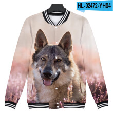 Baseball uniform Men's and women's clothing Wolf Couple jacket 3D digital printing Hip hop street