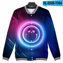 Baseball uniform Men's and women's clothing Smile Couple jacket 3D digital printing Hip hop street
