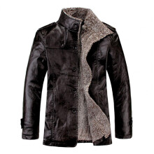 Male Jacket Lapel Faux Leather Cardigan Quick Dry Winter Coat Men Jacket for Outdoor